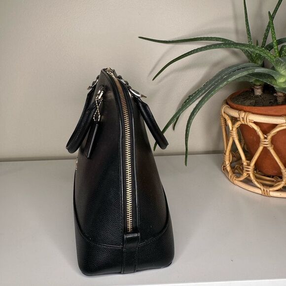 Coach Sierra Satchel Black Crossgrain Leather Dome Bag Gold Hardware Top Handle - Picture 2 of 14